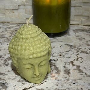Green Buddha Head Candle - Unbranded